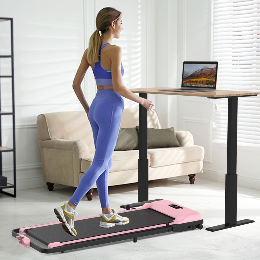 Walking Pad Treadmill Under Desk Foldable Compact Electric Walking Machine Home Office Gym Exercise Fitness Pink