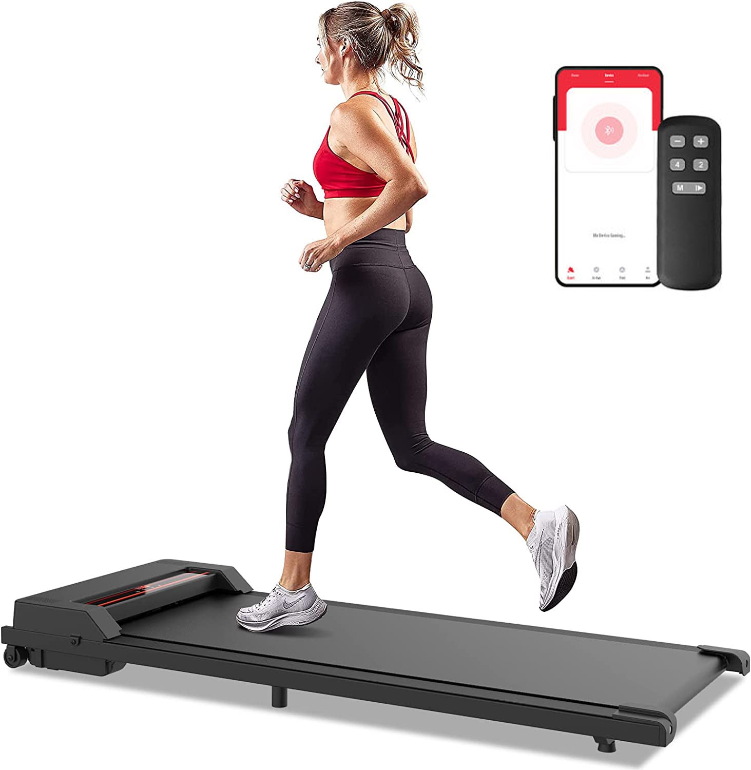 Walking Pad Treadmill Under Desk Electric Walking Machine Home Office Gym Exercise Fitness Black
