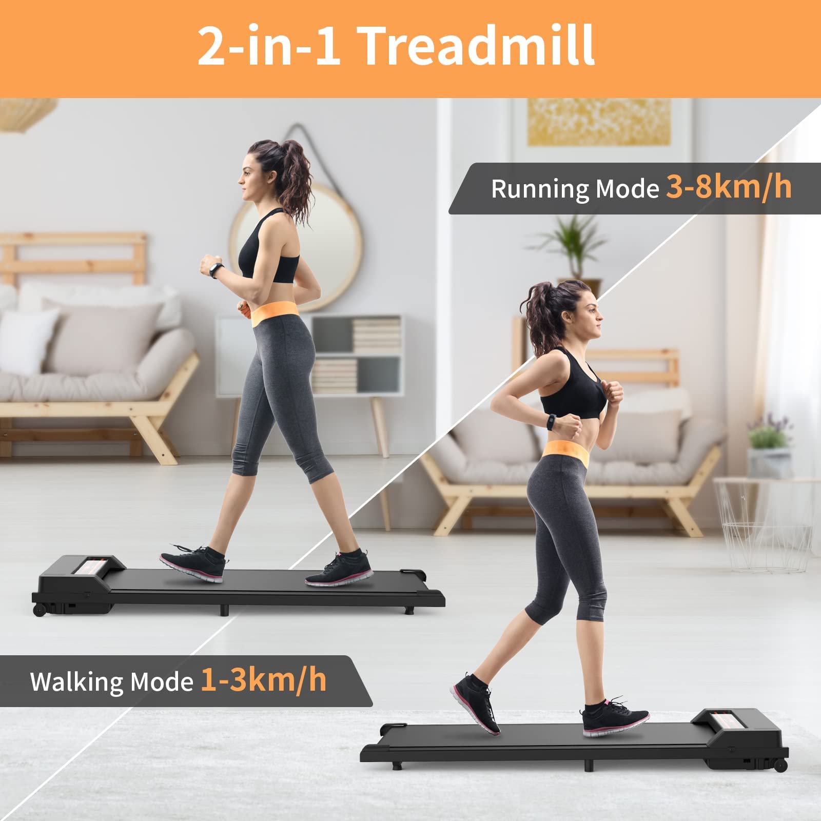 Walking Pad Treadmill Under Desk Electric Walking Machine Home Office Gym Exercise Fitness Black 16 Reviews MyDeal Australia