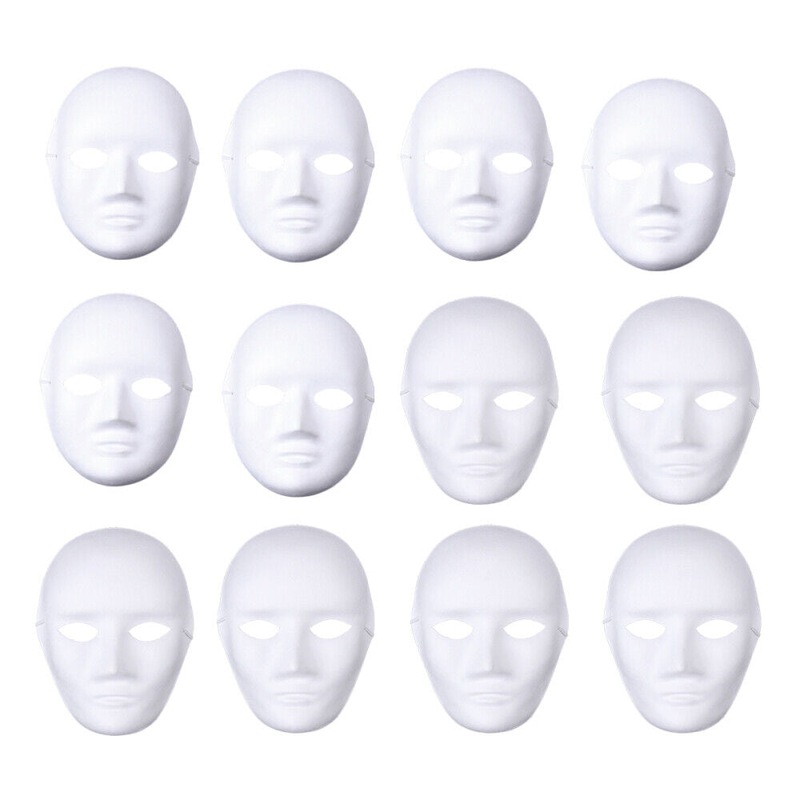 Buy 12 x Full Face DIY unpaint White Blank Mask Masquerade Paper Craft ...