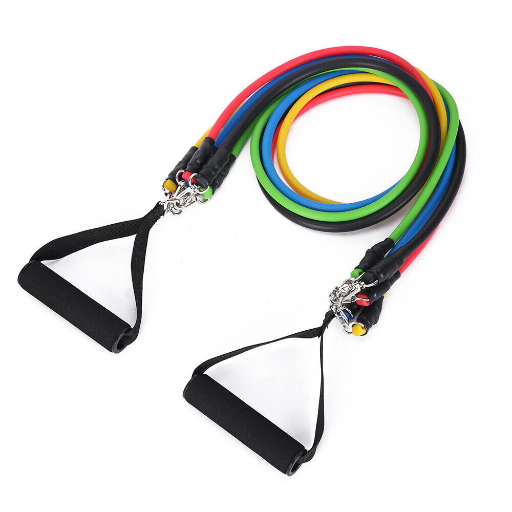 13X Strength Power Resistance Bands Yoga Pilates Strap Muscle Training Tubes Kit Australia