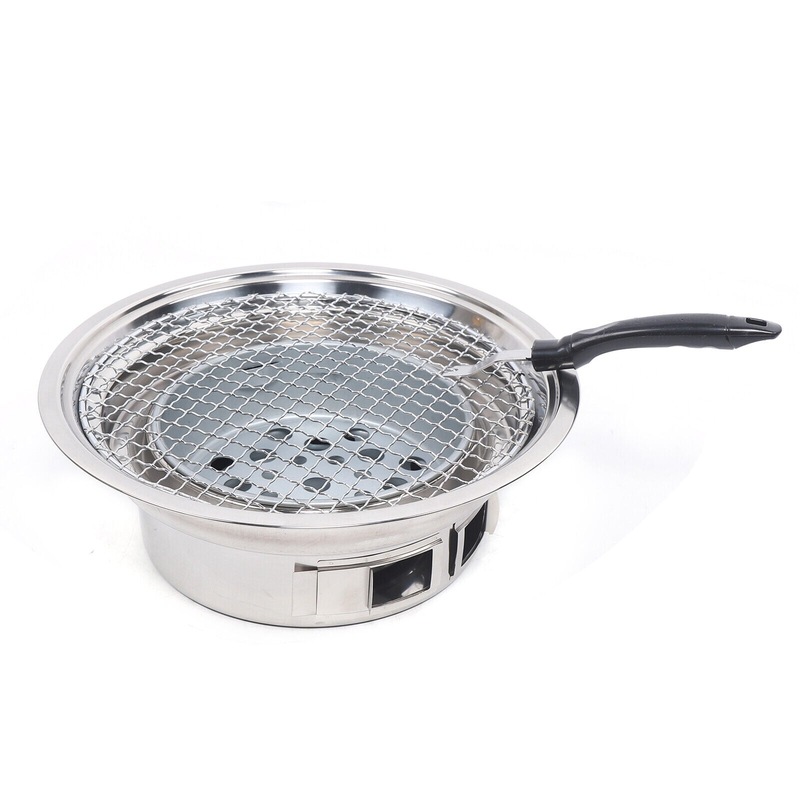 Buy 14"Japanese Korean BBQ Grill Yakitori Barbecue Charcoal Round Stainless Steel MyDeal