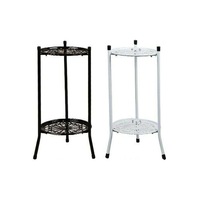 2 Tiers Metal Pot Flower Shelf Plant Stand Rack Display Indoor Outdoor