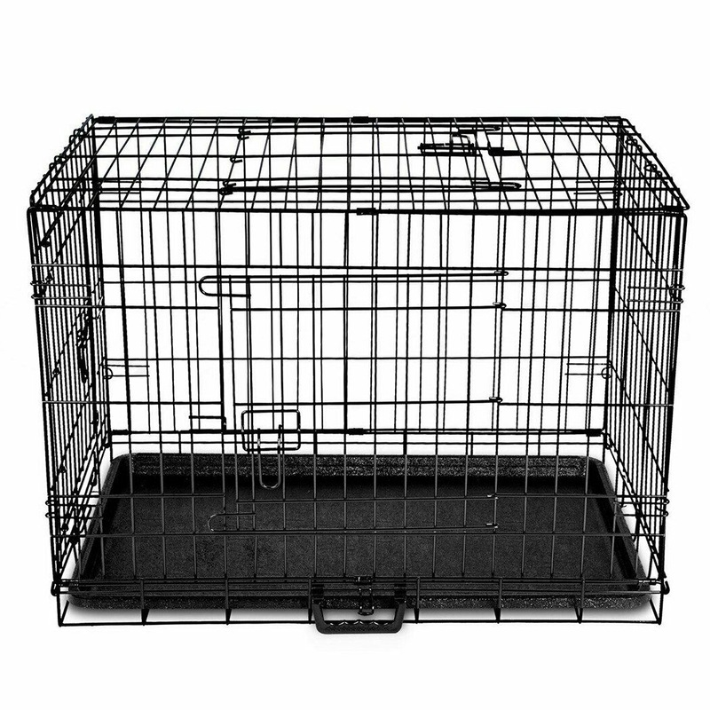 Buy 24in Dog Cage Pet Wire Crate Puppy Cat Foldable Metal Kennel