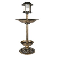 2X Ornamental Solar Light Garden Bird Bath Feeder Feeding Food Station