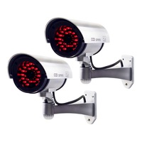 2x Wireless Fake CCTV Camera Dummy Dome Home Security Surveillance Blink LED