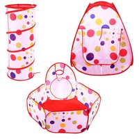 3 In 1 Play Tent Kids Toddlers Tunnel Ball Pits Pool Set Pop Up Baby Playhouse