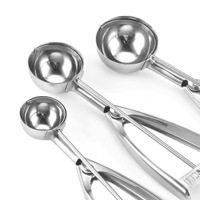 3X Stainless Ice Cream Scoop Mechanical Spoon Cake Cookie Dough Ball Muffin Tool