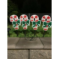 4 PCS 40 LED White PVC Solar Candy Canes Christmas Garden Lights