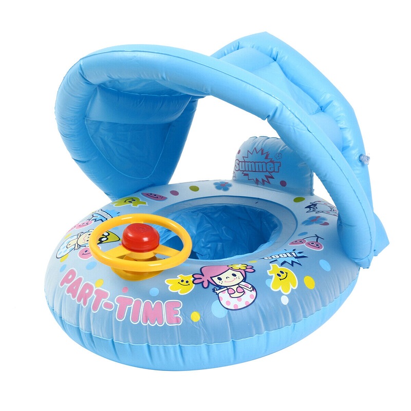 Buy Baby Swimming Float with Sunshade,Inflatable Kids Swim Pool Ring ...