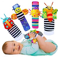 Baby Wrist Rattle & Foot Finder Socks - Infant Developmental Sensory Learning Toys for Boys and Girls from 0-3-6 Months Old