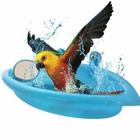 Bird Bathtub Shower Box Pet Cage Accessories Blue Mirror KS Bath Parrot