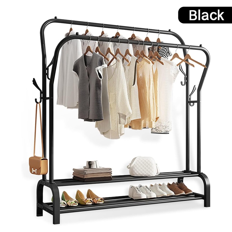 Buy Heavy Duty Metal Double Clothes Rail Rack Garment Hanging Shoe