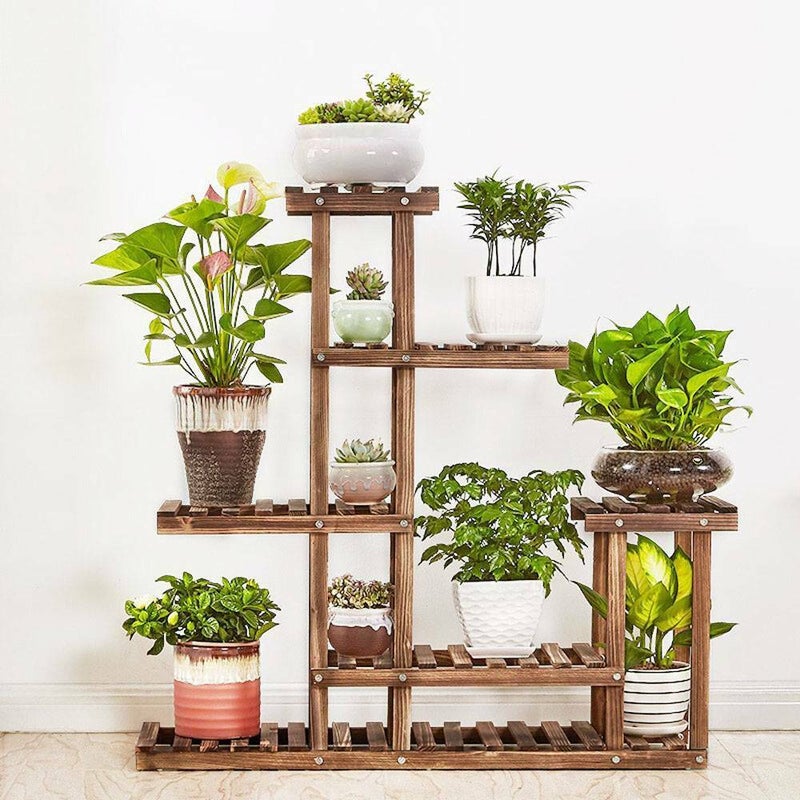 Buy Indoor Outdoor Garden Plant Stand Planter Flower Pot Shelf Wooden ...