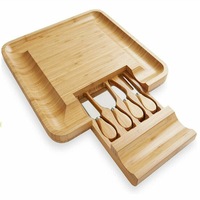 Bamboo Cheese Board And Knife Wooden Serving Cutting Chopping Boards And Knives