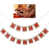 Merry Christmas Jute Burlap Banners Christmas Banner Flag Christmas Decoration