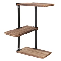 Retro 3 Tier Adjustable Corner Shelf Wall Shelves Storage Rack Kitchen Bathroom