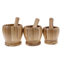 Wooden Mortar And Pestle Set Garlic PuggingPot Herb Mill Crusher Grinding