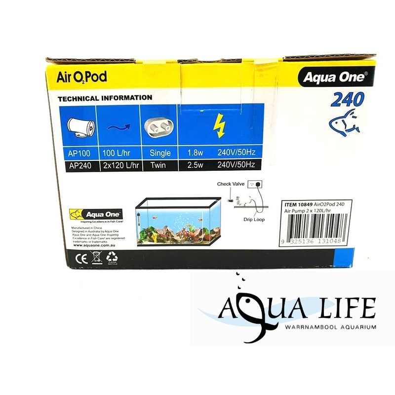 Aqua one air o2 hotsell pod 100 aquarium pump