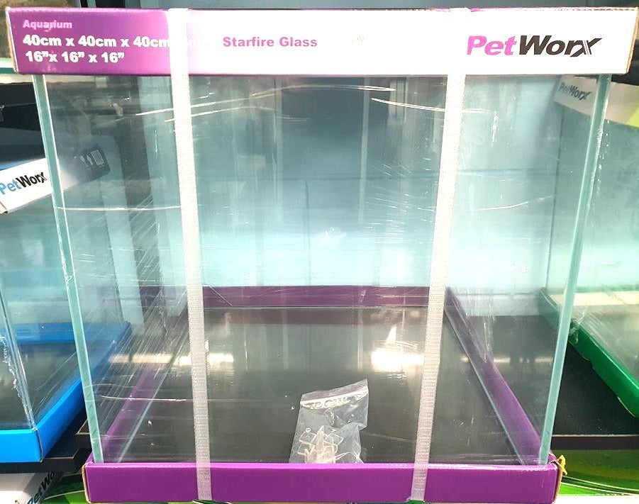 Petworx Aquarium 16X16X16" 40X40X40Cm 64L Starfire Glass Low Iron High Clarity