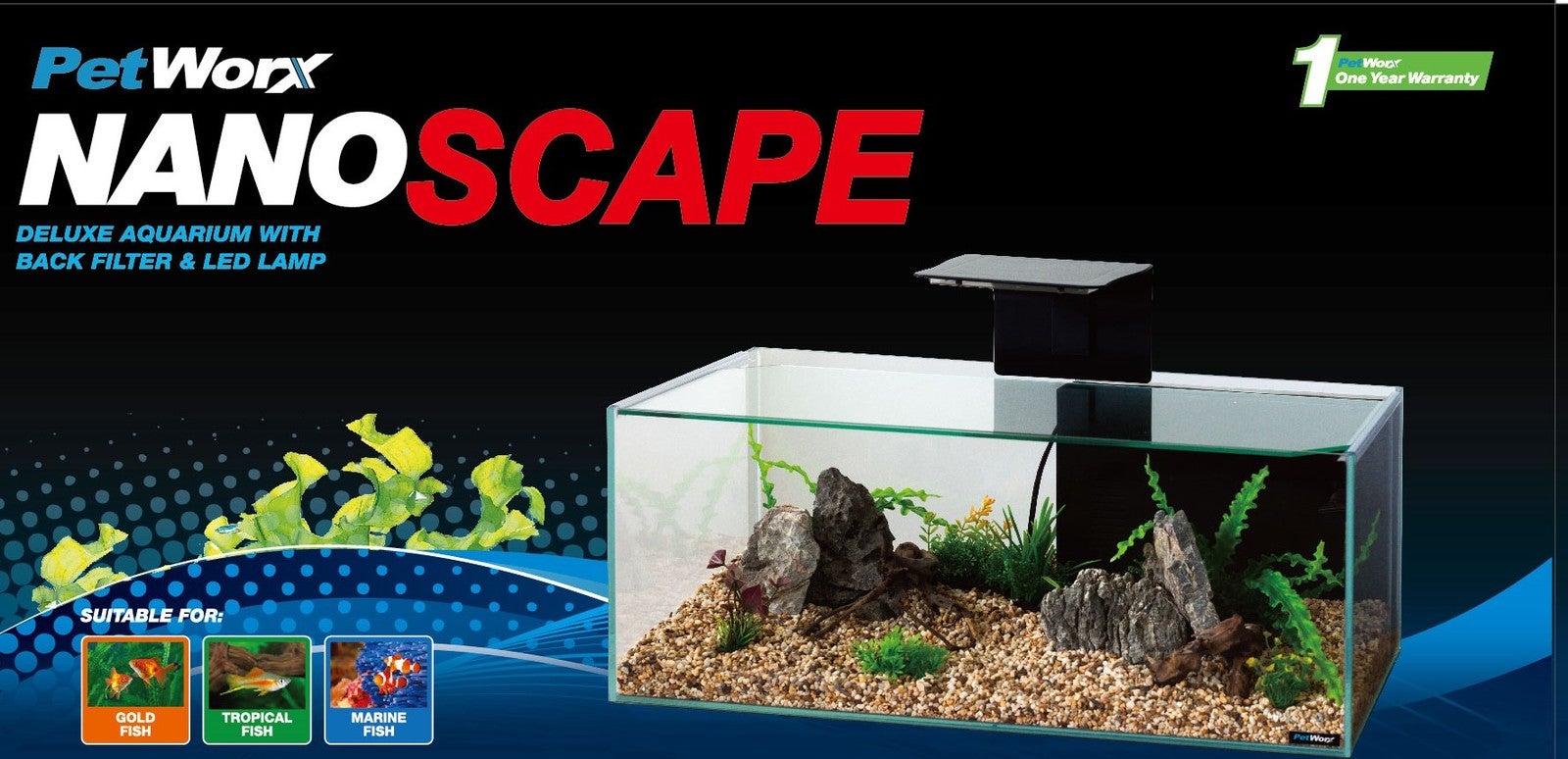 Petworx Nano Scape 45L Aquarium Set Filter & Led Light