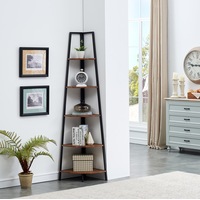 IHOMDEC 5 Tier A-Shaped Industrial Style Corner Shelves Retro Brown