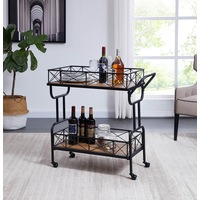IHOMDEC Drink Trolley Wood and Metal Bar Carts Vintage Brown