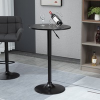 IHOMDEC Modern Walnut Wood Round Bar Table w/ Height Adjustable, Black Finish