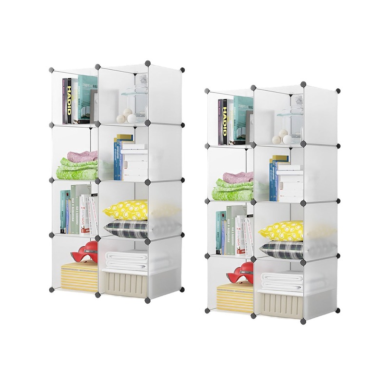 Buy 2X 8Cube Transparent Shelf Box Portable Cubby DIY Storage Shelves