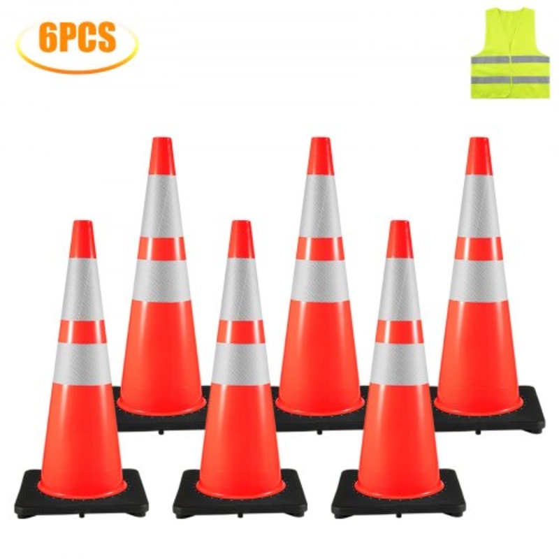 Buy 6Pack 36" Traffic Cones, Safety Road Parking Cone with Black