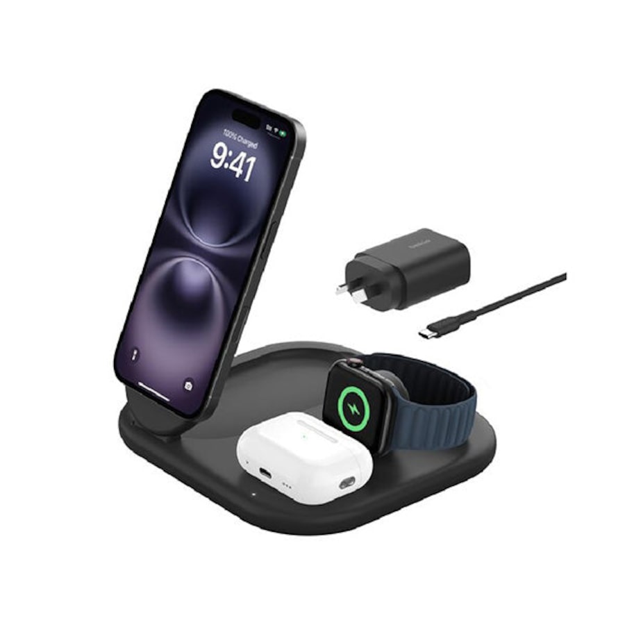Belkin Boostcharge 3In1 Magnetic Foldable Wireless Charger 15W