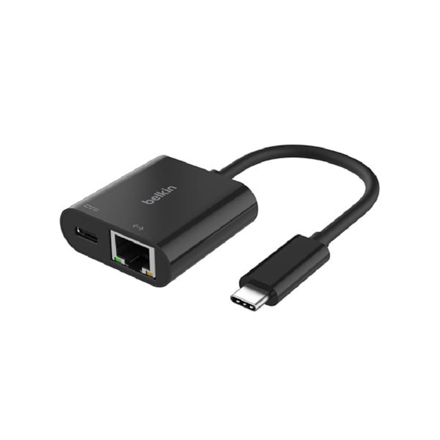 Belkin Connect Usb C To Ethernet Plus Charge Adapter Black Inc019Btbk