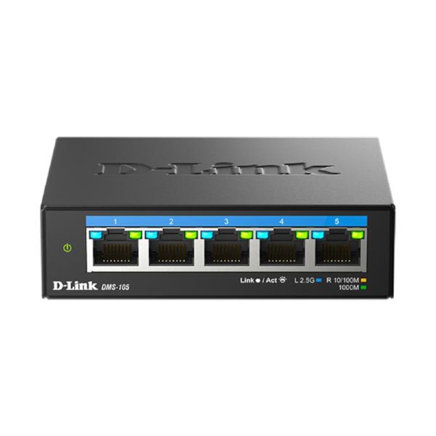 D-Link DMS-105 5-Port Unmanaged Switch with 5 Multi Gigabit Ethernet Ports