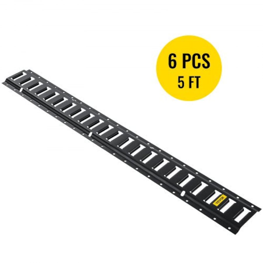 E-Track Tie-Down Rail, 6PCS 1.52 m Steel Rails with Standard 25x64 mm Slots, Compatible with O and D Rings & Tie-Offs and Ratchet Straps & Hooked Chains, for Cargo and Heavy Equipment Securing