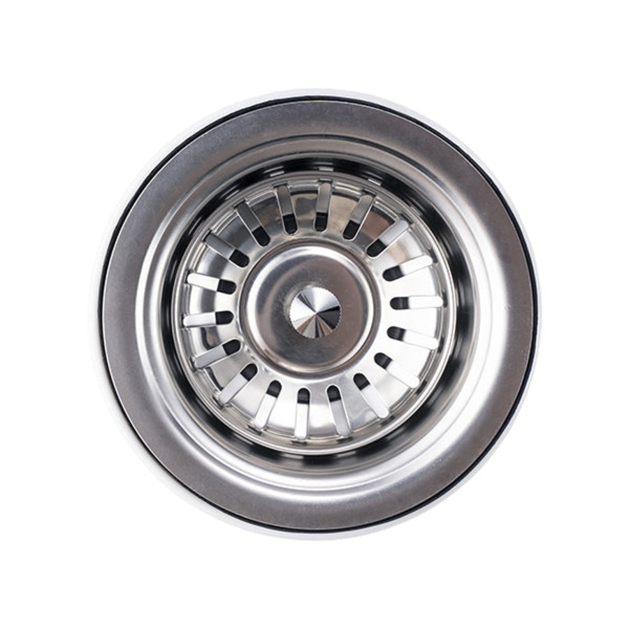 Kitchen Sink Drainer Waste Plug Basket With Stopper Stainless Steel