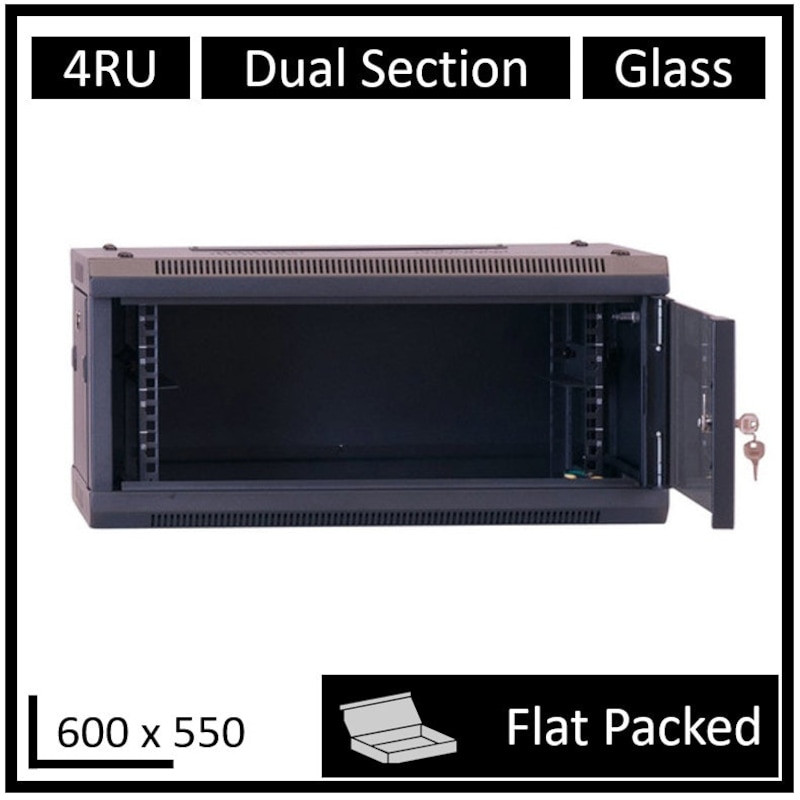 Buy Ldr Flat Packed 4u Hinged Wall Mount Cabinet (600mm X 550mm) Glass 