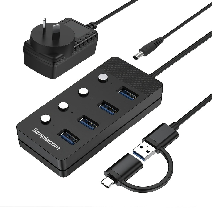 Buy Simplecom CH345C SuperSpeed USB-A and USB-C to 4-Port USB 3.0 Hub ...