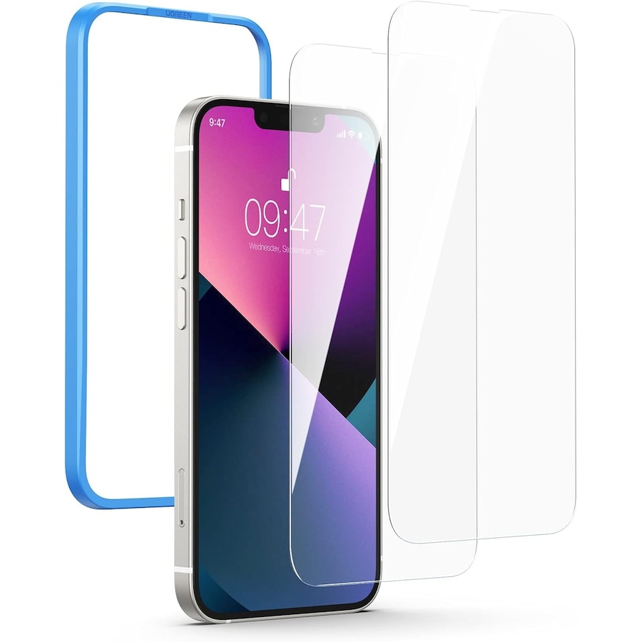 UGREEN 80969 Full Coverage HD Tempered Glass Screen Protector with Precise-Align Applicator for iPhone 13 Pro Max / 14 Plus (2-Pack)