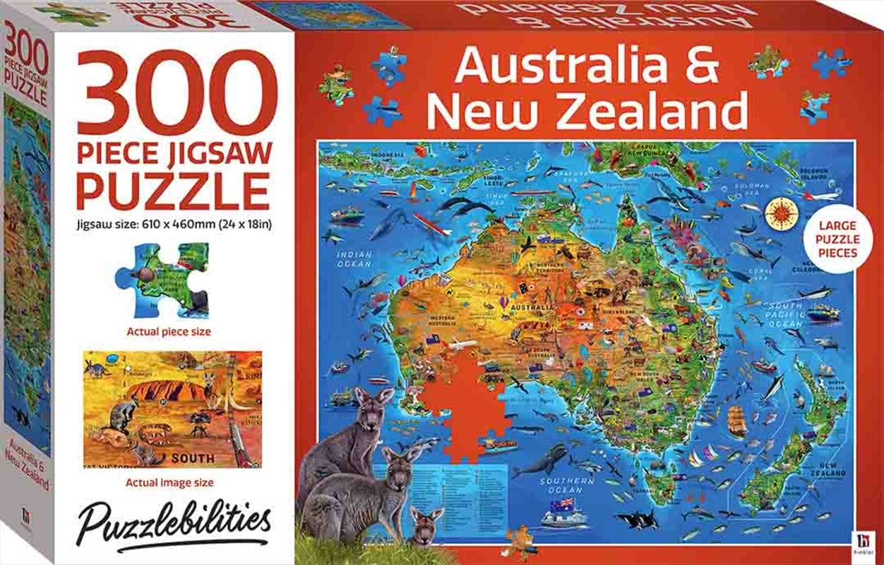 Puzzlebilities 300 Piece Jigsaw: Australia and New Zealand Map