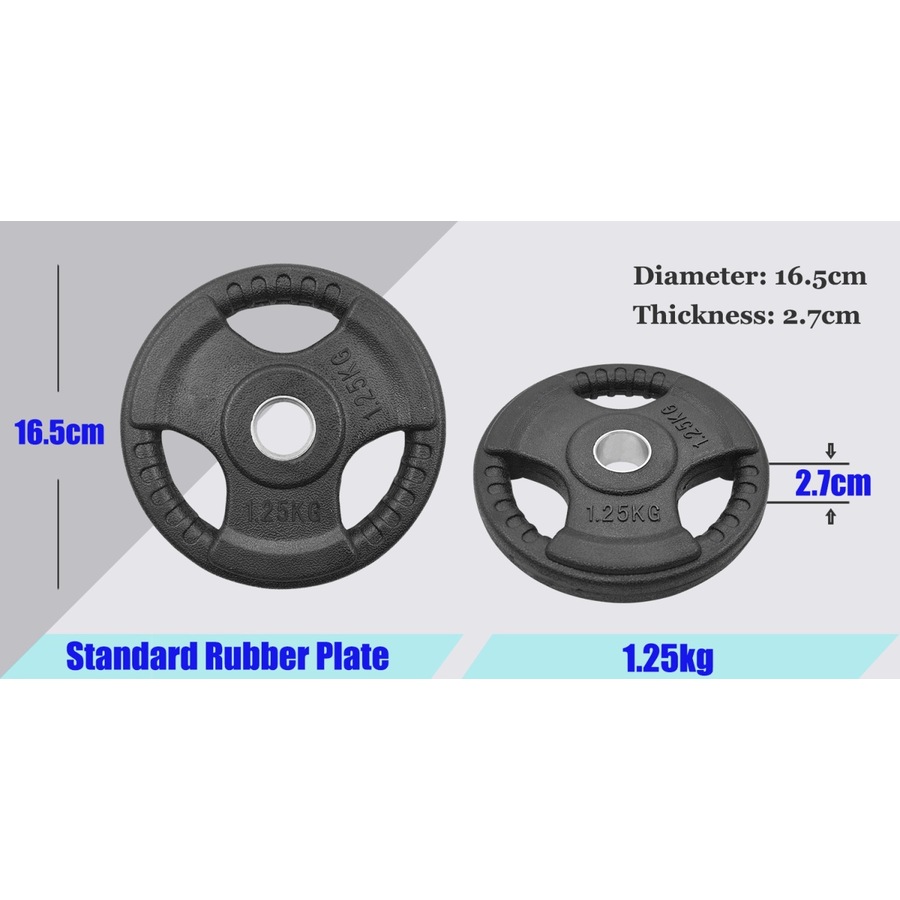 1.25kg X 8 Standard Rubber Coated Weight Plate Set - Commercial Grade