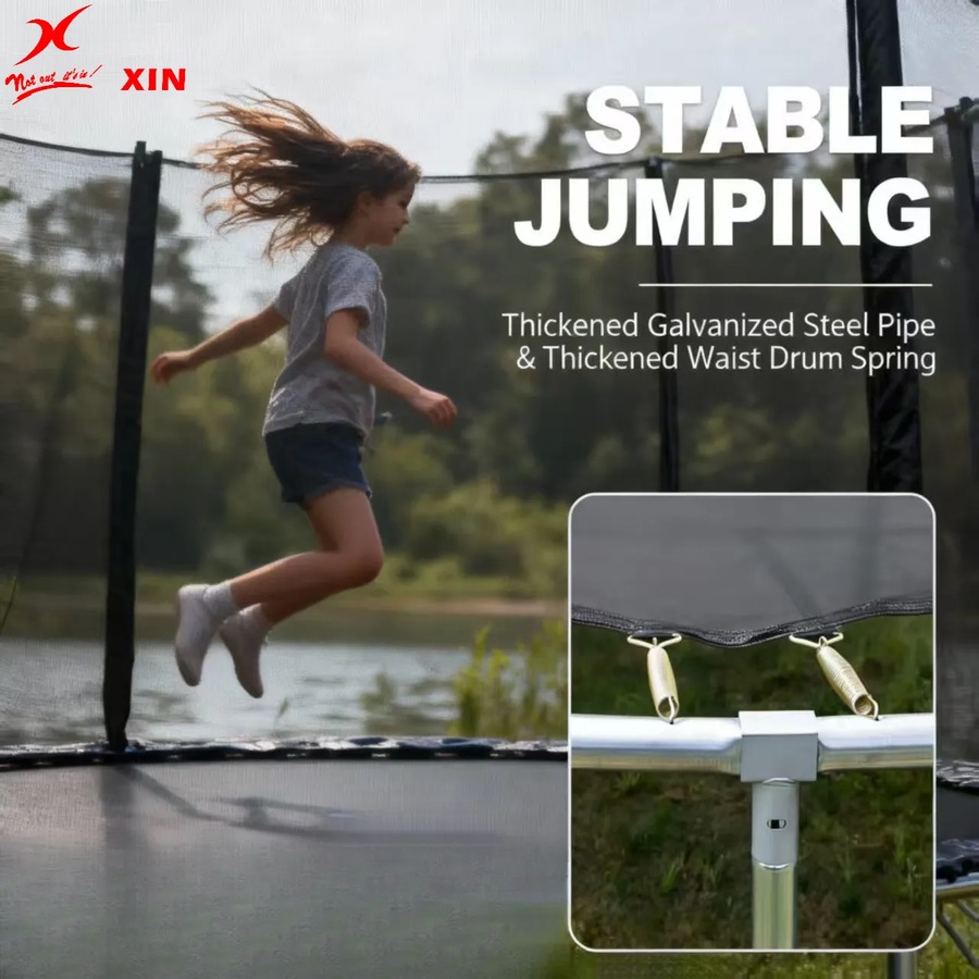 10FT - 10 Feet Outdoor Round Trampoline Heavy Duty with Enclosure Net and Ladder