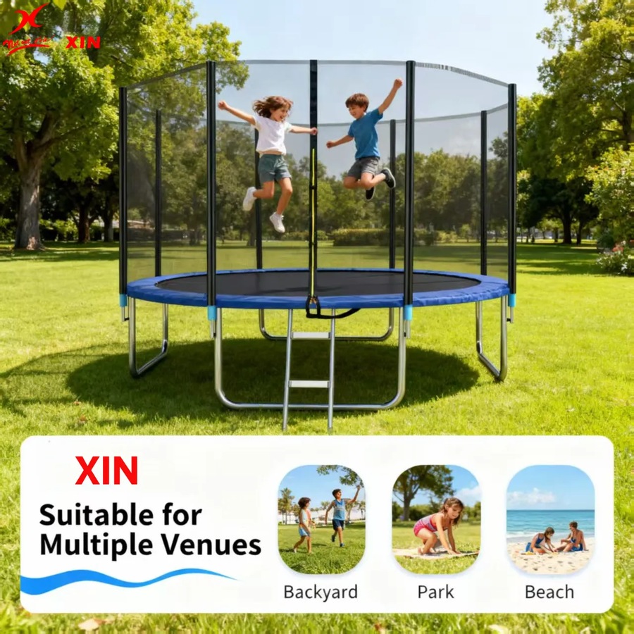 10FT - 10 Feet Outdoor Round Trampoline Heavy Duty with Enclosure Net and Ladder