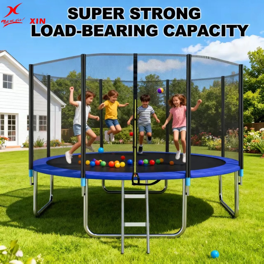 10FT - 10 Feet Outdoor Round Trampoline Heavy Duty with Enclosure Net and Ladder