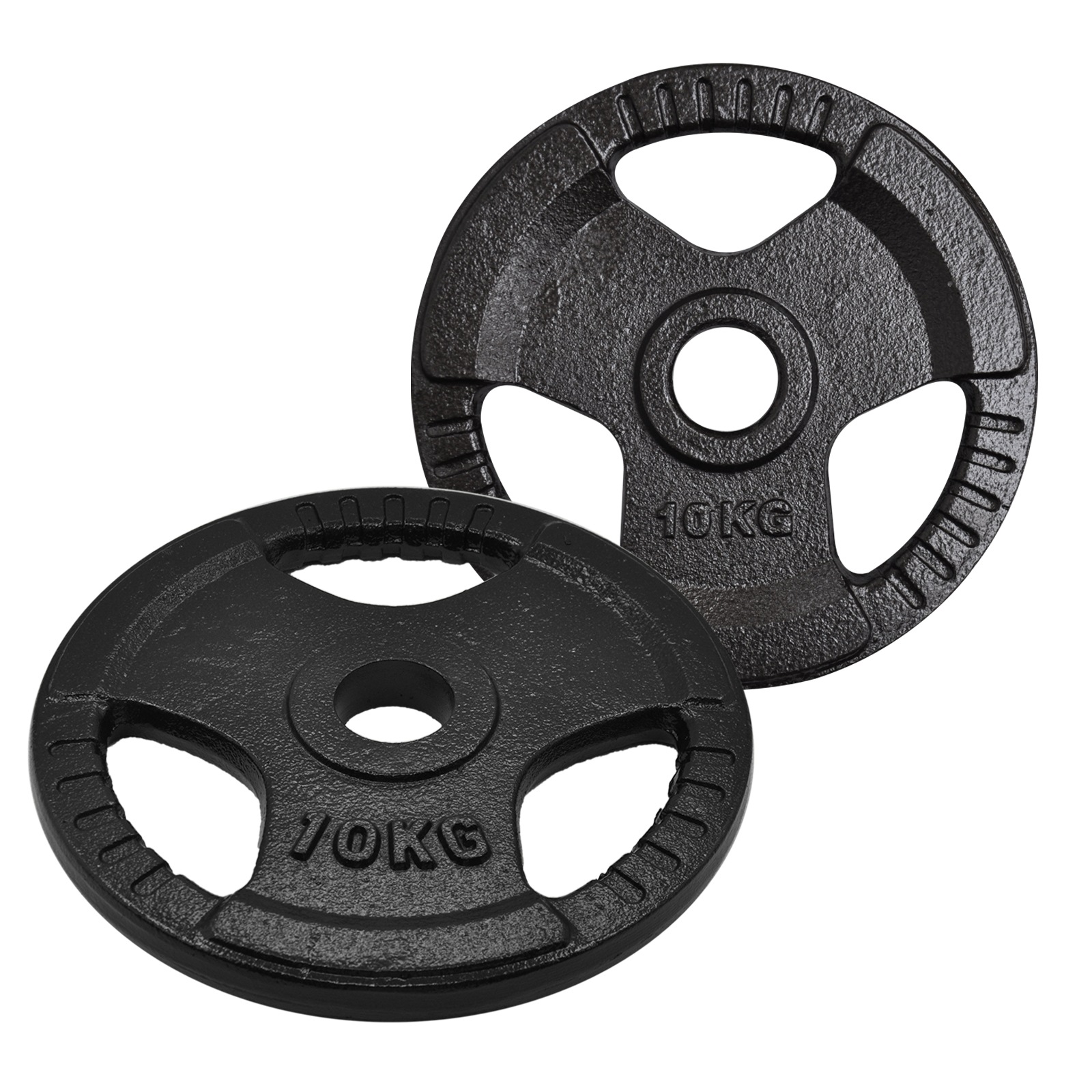 2 x 10kg Olympic Ez Grip Cast Iron Hammertone Weight Plate Set