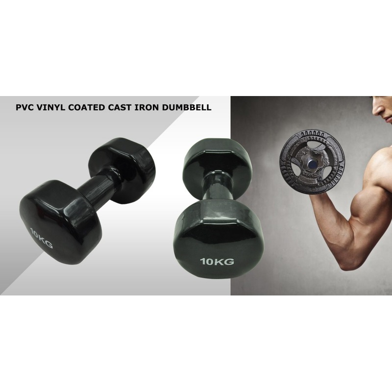 Buy 10kg x 2 Vinyl PVC Dumbbell Hand Weight PVC Rubber Coated Black