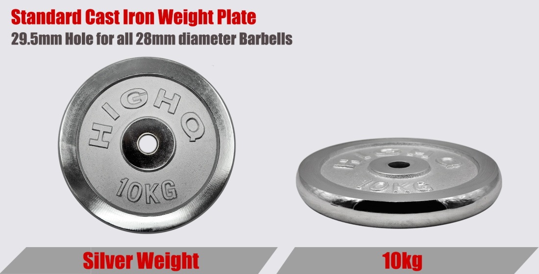 10kg x 2 Chrome Cast Iron Weight Plate 29.5mm Hole Plates Home