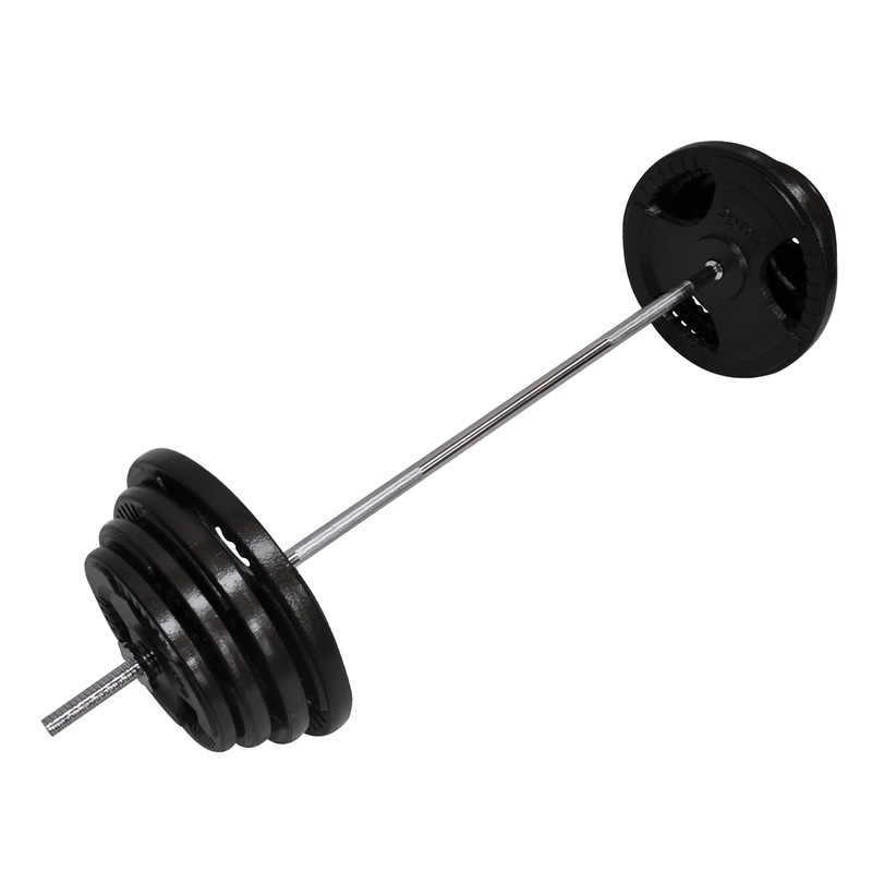 110kg Ez Grip Cast Iron Barbell Weight Set – 150cm Bar + 105kg Iron ...