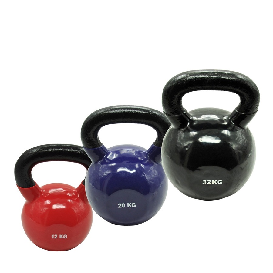 12kg + 20kg + 32kg = Total 64kg Iron Vinyl Kettlebell Weight Strength Training