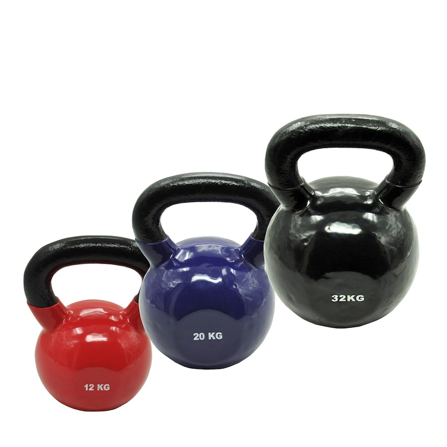 12kg + 20kg + 32kg = Total 64kg Iron Vinyl Kettlebell Weight Strength Training
