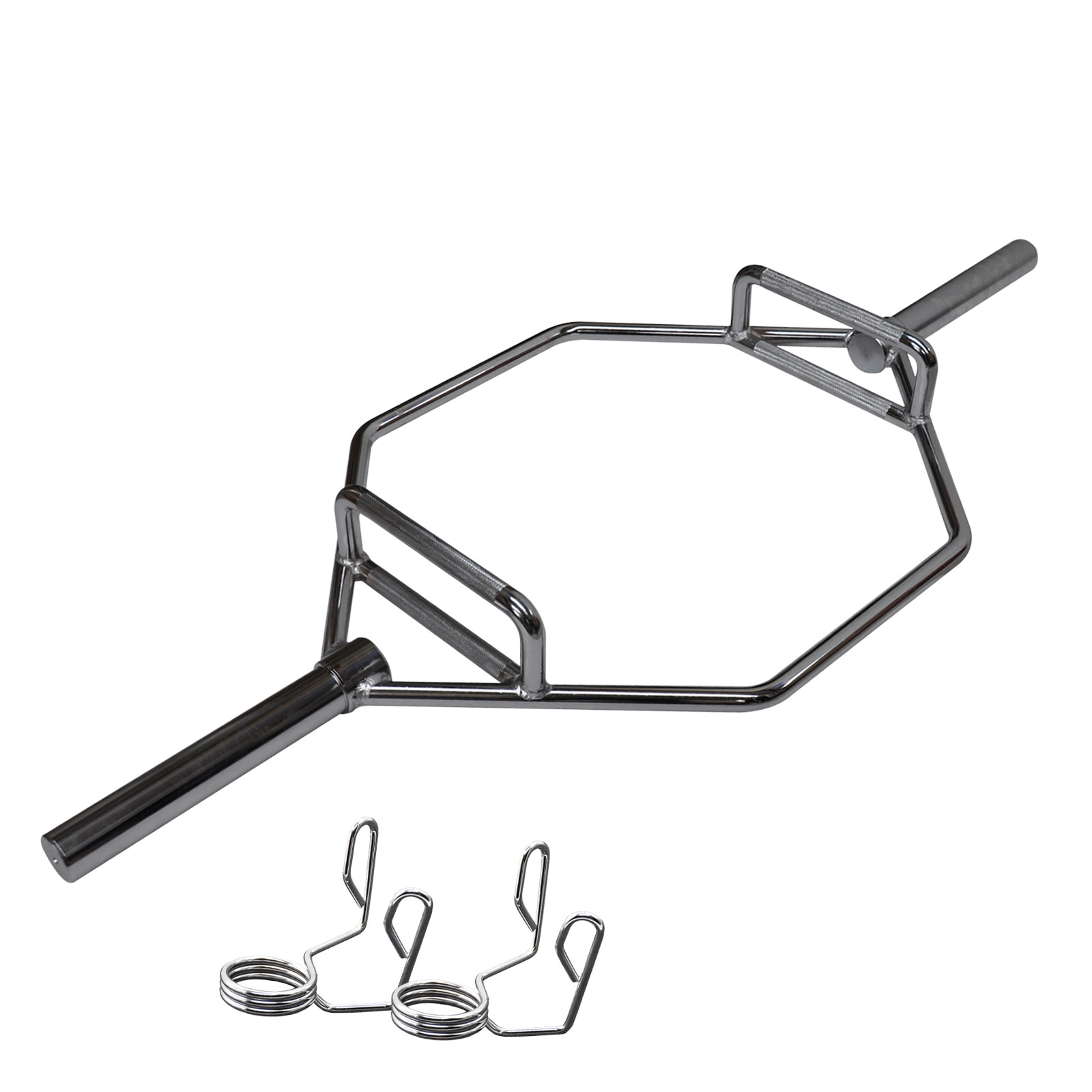 150cm - 24kg Chrome Olympic Shrug Deadlift Barbell Bar 2 Free Spring